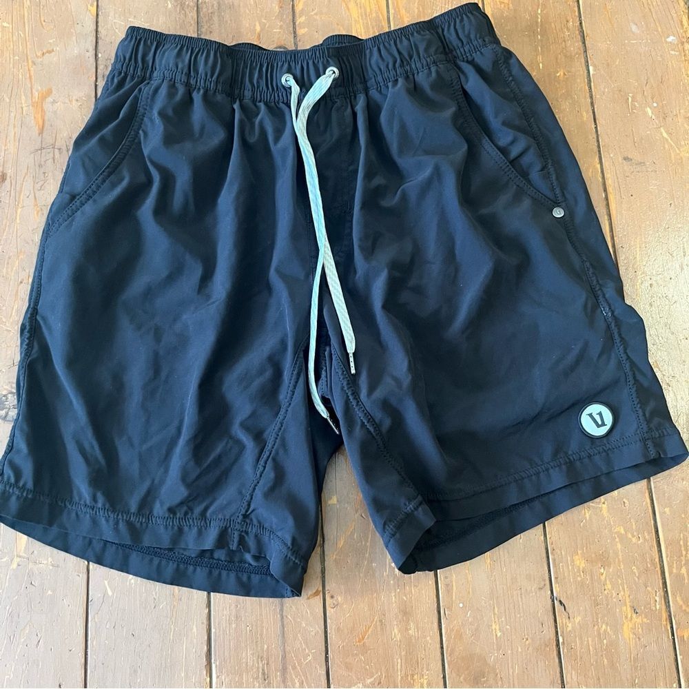 Vuori Men's Kore Shorts with a white drawstring and a built-in boxer-brief liner